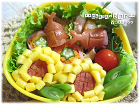 キャラ弁☆ウインナーでカブトムシ