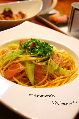 春キャベツとベーコンの醤油麹♡和風パスタ