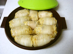 残り物野菜と豆腐入り!レンジでロール白菜