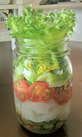 メイソンジャーサラダ(イカとオクラ)