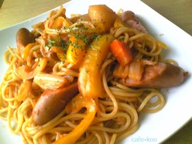 あっさりミネストローネ風ナポリタン