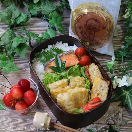 とうもろこしの天ぷら 塩鮭 お弁当と本日の収穫 Delighted Life クックパッドブログ