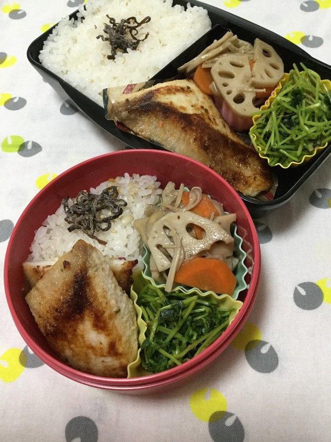 シイラのパン粉焼き弁当 ピンクのたまごのお弁当日記 クックパッドブログ