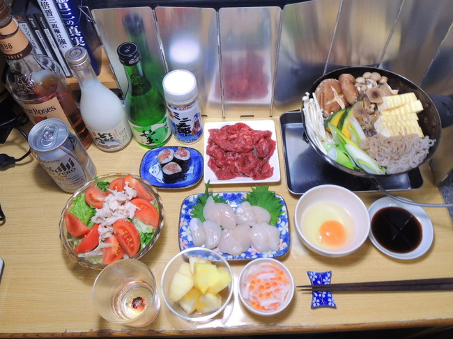 大晦日の晩酌 メニューはすき焼きとホタテのお刺身など 昨日の晩酌日記 By青麺記 クックパッドブログ