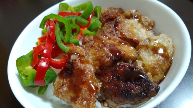 10月6日おひるごはん カツオ竜田揚げ丼 クレちゃんのごはん日記 クックパッドブログ