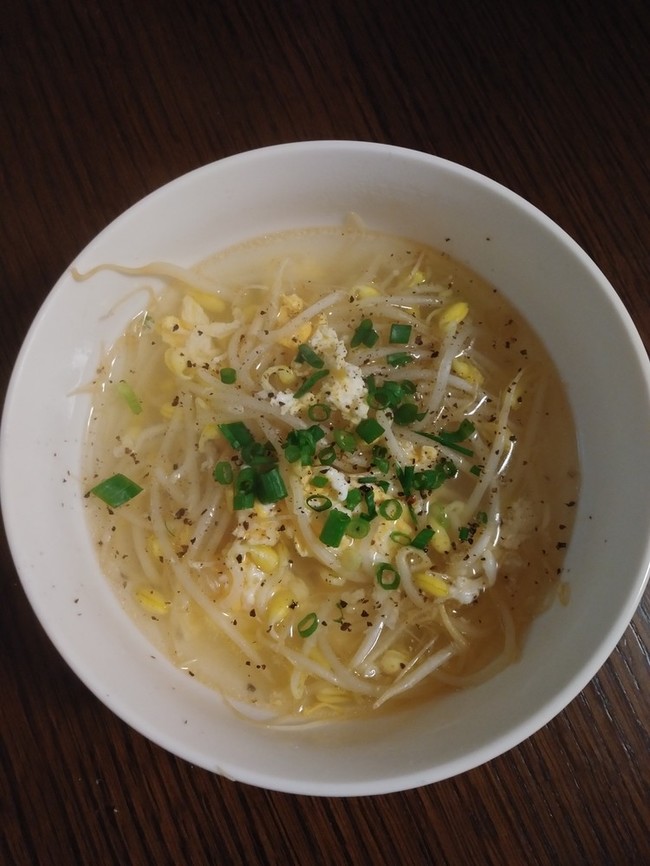 簡単でごま油香る 豆もやしのスープ チビももちゃん のjkブログ クックパッドブログ