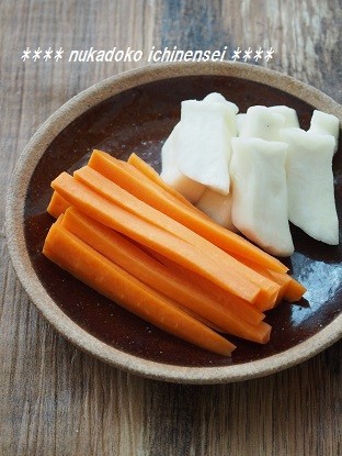 ぬか床一年生で子供の野菜嫌い克服 切り方もポイント みかん酵母のぬか床一年生でぬか漬け生活 クックパッドブログ