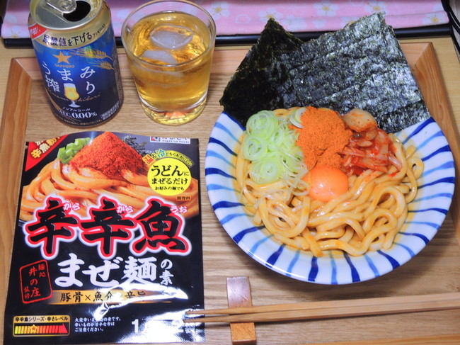 今日の昼食 辛辛魚まぜ麺 の素 昨日の晩酌日記 By青麺記 クックパッドブログ