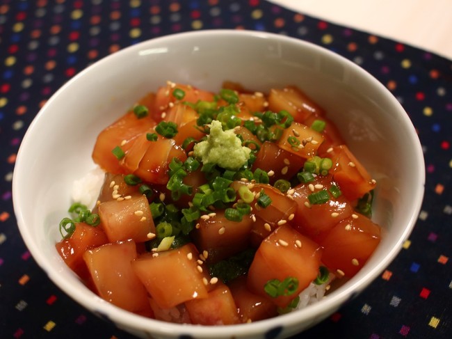 びんちょうマグロの漬け丼 クッキングsパパのキッチン クックパッドブログ