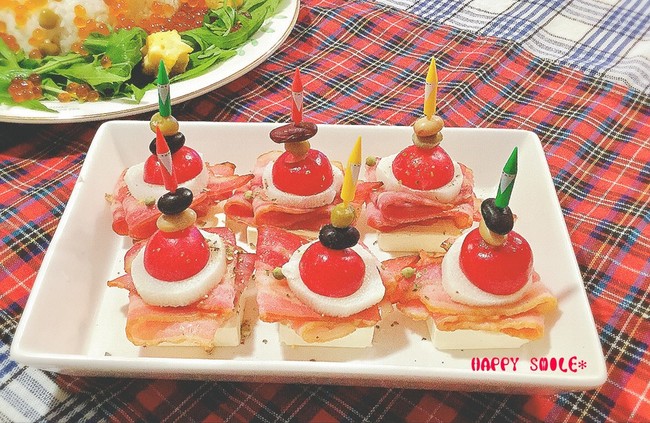 かんたん可愛い クリスマスのおつまみピンチョス クリスマス料理 アレンジトースト Happy Smile クックパッドブログ