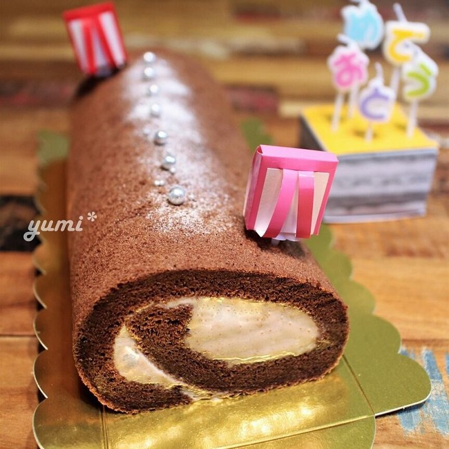 お祝いに ロールケーキ をプレゼント ちゃんねるゆみの気ままなマンマ クックパッドブログ