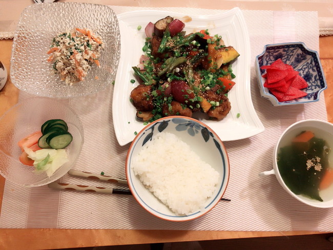 夕飯 鶏肉と野菜の甘酢だれ 唐揚げリメイク ブルゴーニュのごはん日記 クックパッドブログ