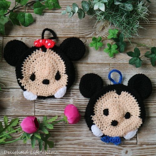 かわいくて使えない ツムツム ミッキー ミニーのアクリルたわし Delighted Life クックパッドブログ