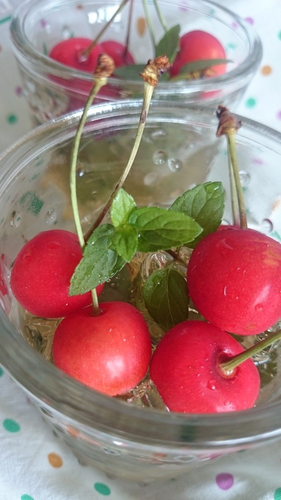 初夏のおやつ さくらんぼ ミント 梅 Rosemary Cornerの徒然日記 クックパッドブログ