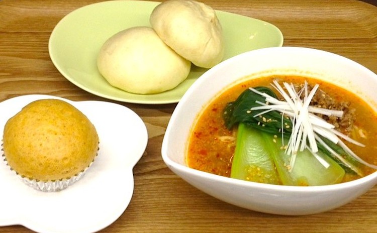 お手軽中華「肉まん&担々麺&マーラーカオ」