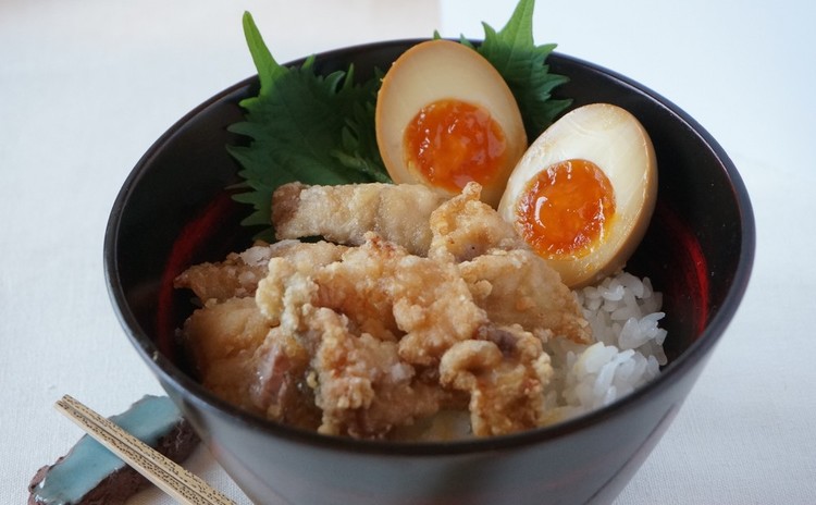 【リクエストメニュー】鯵三枚おろしで夏みかん盛り&唐揚げ半熟煮卵ごはん