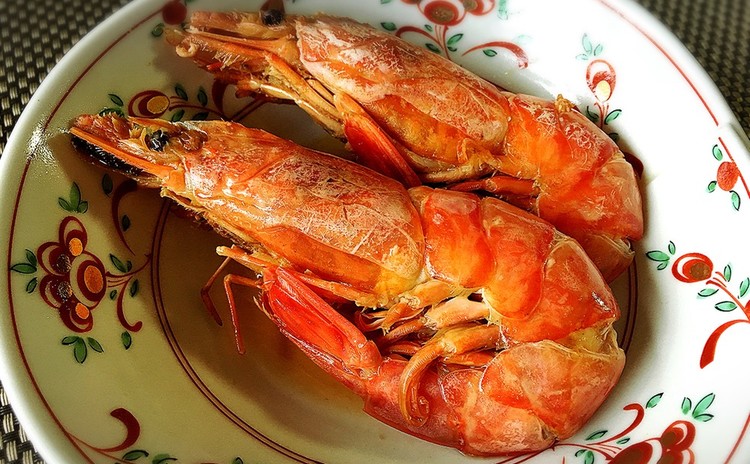 揚げ餅のみぞれ雑煮と海老のつや煮☆たたきごぼうと豚のアスパラ巻き他3品