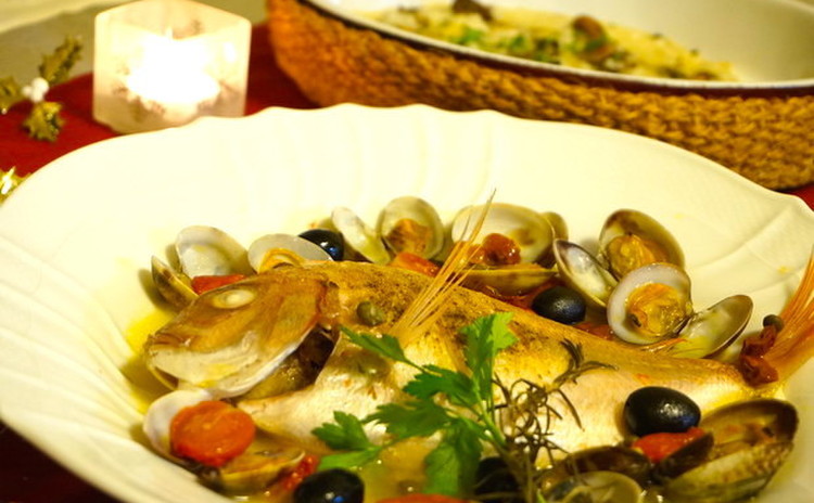 ♡バレンタインに見栄え豪華な魚1尾アクアパッツァ&牡蠣のリゾット!