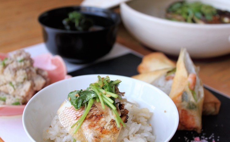 美味なる鯛飯&和風海老春巻!王道常備菜もご一緒に。週末・夜レッスンあり