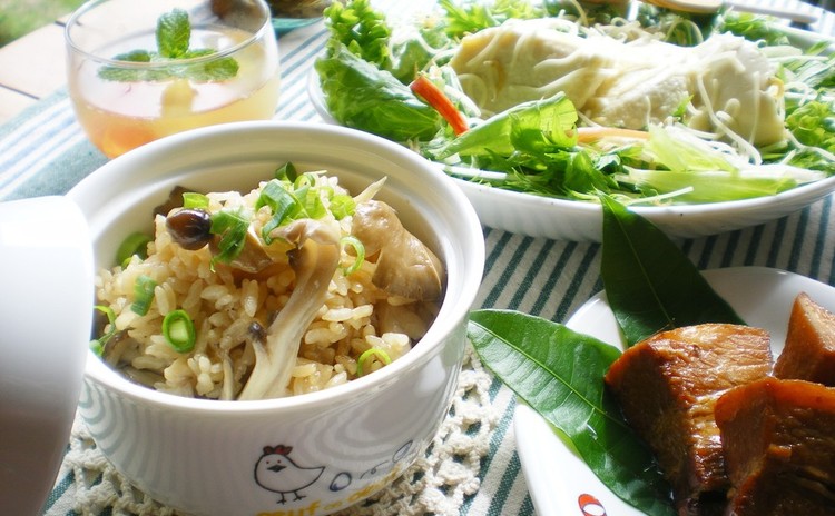 自家製酵母を料理に活用!ほっこり濃厚♥豚の角煮&茸の炊きこみご飯✿