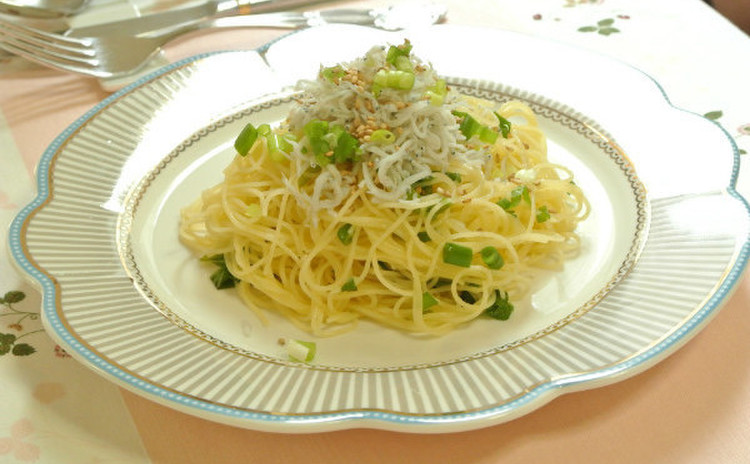 しらすのパスタの前菜風〜ミラノ風カツレツ&ブルーベリーチーズケーキ
