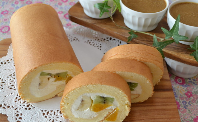 ふわふわシフォンのロールケーキ&濃厚なめらかカフェオレプリン