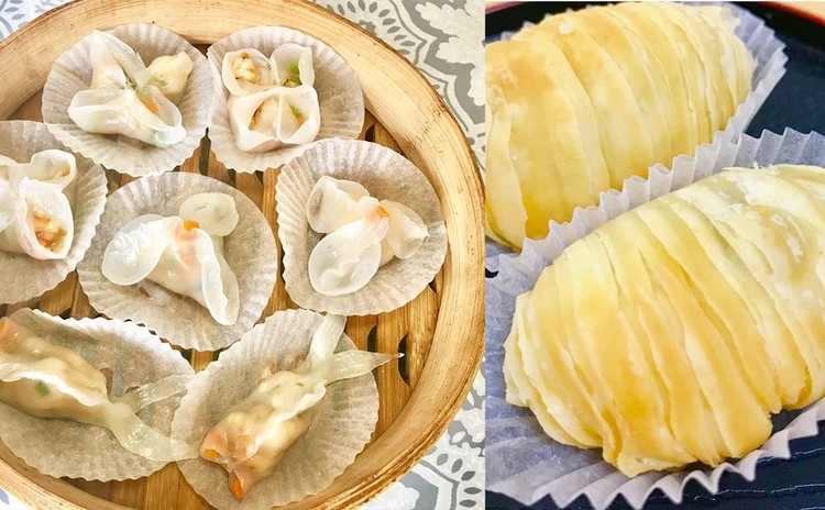 蝦蒸し餃子の生地で細工点心&大根パイ