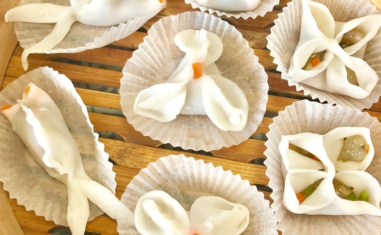 蝦蒸し餃子の生地で細工点心&大根パイ