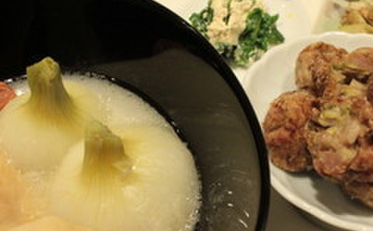 リクエスト開催 ふきのとう肉団子揚げ、新玉葱の丸煮、春野菜