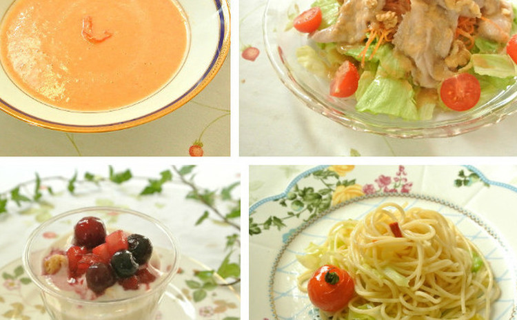 ズワイ蟹のトマトクリームスープ♡豚しゃぶサラダ&春キャベツのパスタ