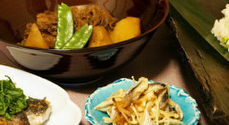 一人2尾鰯をさばこう!じゃがいもと牛肉のこっくり煮+蕪と海老変わり寿司