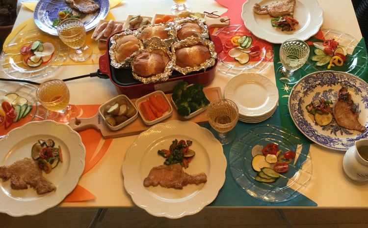 干し野菜♪豚ロース肉生姜味噌焼き♪チーズフォンデュ♪青汁団子氷金時