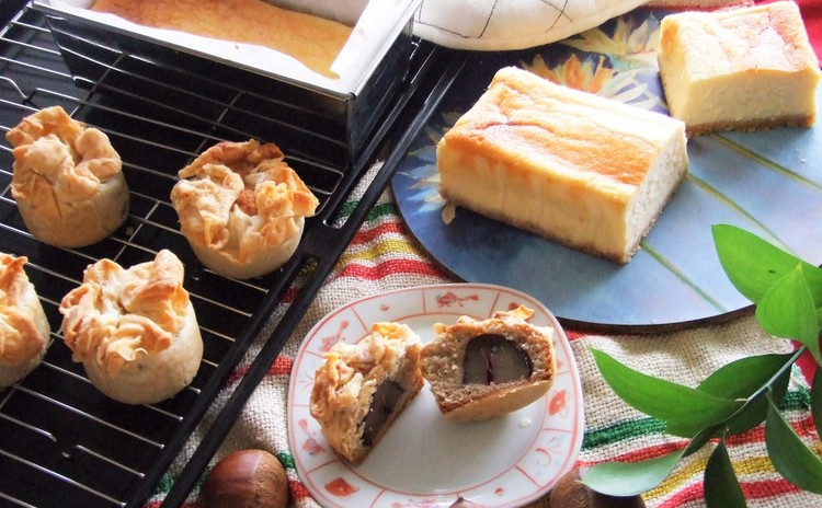 パリパリ生地に包まれた焼きモンブラン&クリーミーなNYチーズケーキ