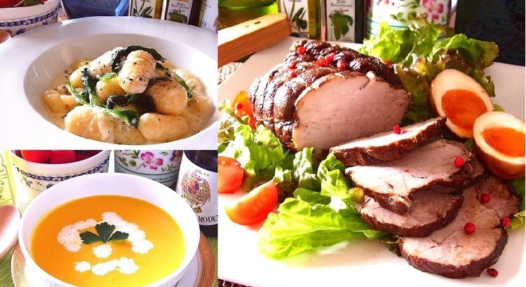 塊肉が豪華な豚肉の紅茶煮 手作りニョッキやカボチャのポタージュ