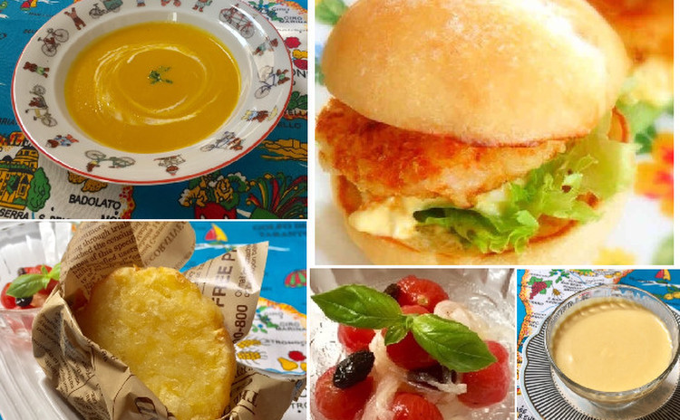 ハロウィンにも☆エビカツバーガー&かぼちゃのポタージュ&プリン