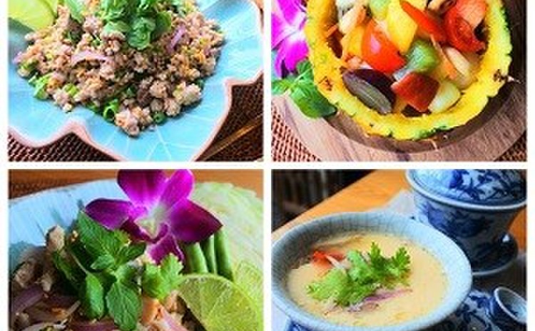 ラープムーとラープガイ・旬の果物でソムタムポラマイ・茶碗蒸のカイトゥン