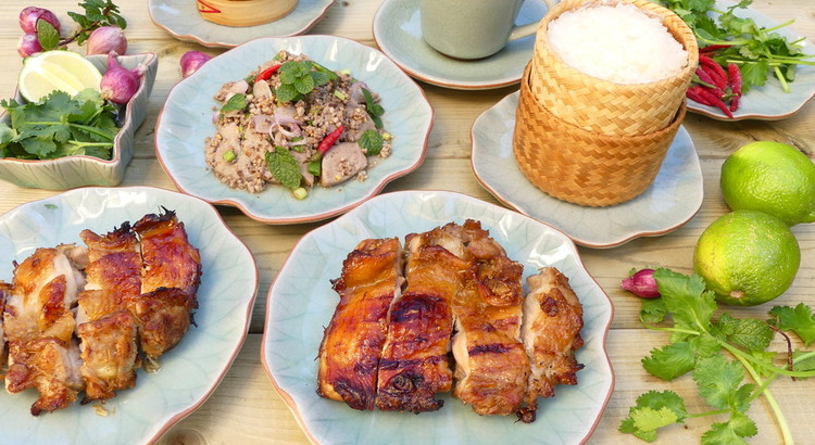 香草たっぷり!タイのイサーン料理☆ガイヤーンとラープ☆