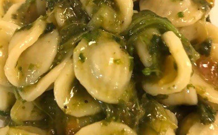 菜の花のパスタ☆牛肉のピッツァイオーラ☆リンゴのトルタ
