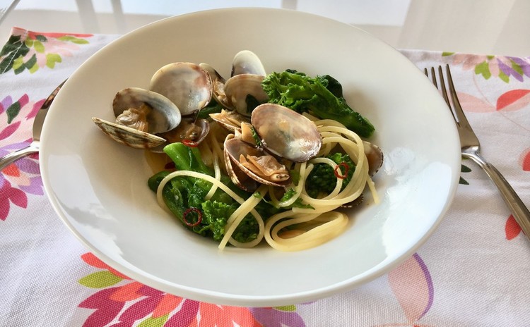 【パスタレシピ集完成記念メニュー】グラハムベーグル4個 春のボンゴレ♪