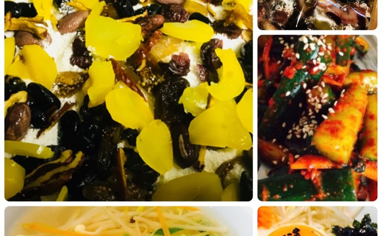 栄養餅(餅粉100%使用、韓国伝統料理)영양찰떡お土産あり.即席オイキムチ오이겉절이.もやしビビンバ콩나물비비밥