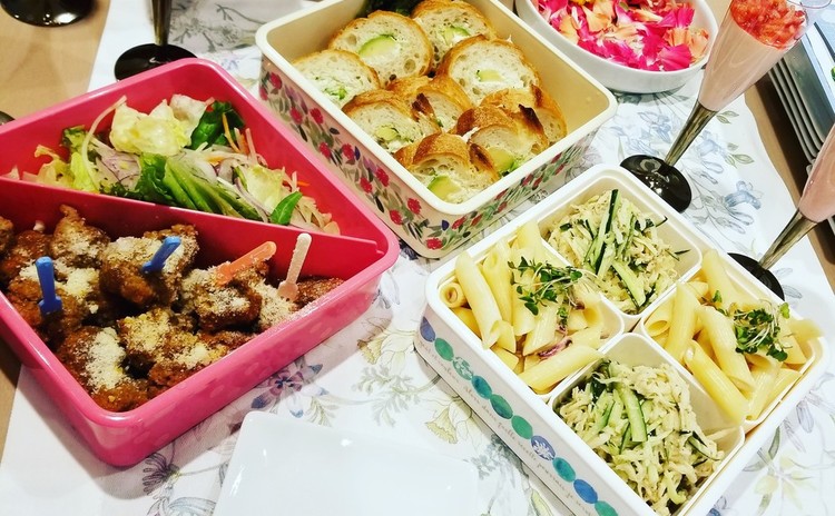 “おしゃピク”レッスン☆お料理30分5品&ポーセラーツ小皿4枚
