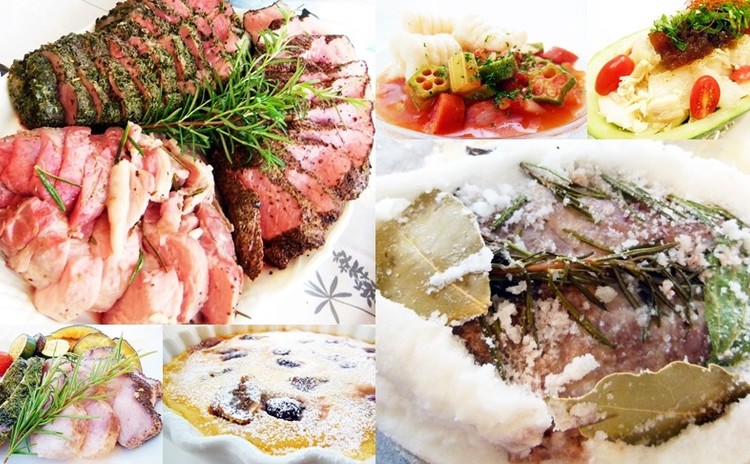豚塩釜焼き3種の味❀つるぷよニョッキとガンボ、クラフティ他✿お土産付
