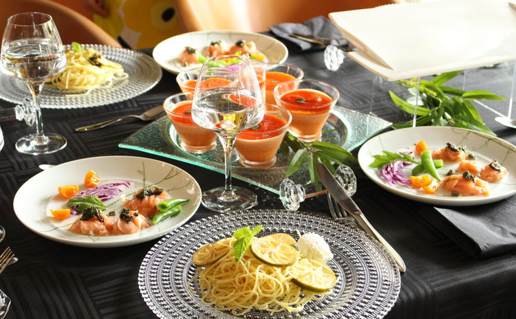 夏!レモンでパスタ・パプリカのムース・低温調理器使いたんぱく質料理学ぶ