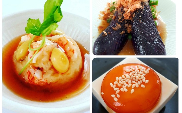 【秋の和食レッスン】海老と銀杏のれんこんまんじゅう、満月豆腐、なすの蒸し浸し ※9月オープン特別価格