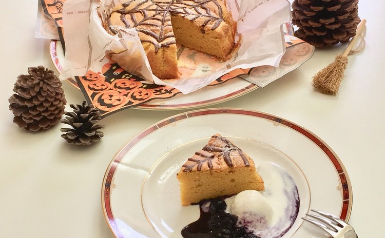かぼちゃのハロウィンケーキ&ブルーベリーソース♪5号1台持ち帰り