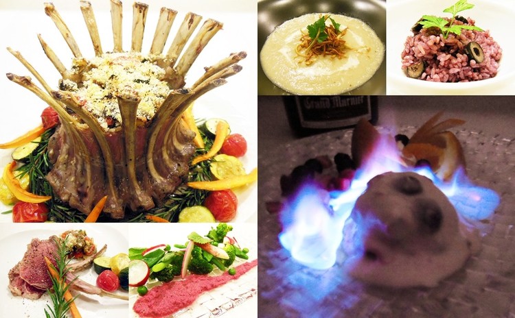Xmasその①/ラムクラウンロースト、ワインとオリーブライス、ベリーチーズアイスのフランベ他✿お土産付き