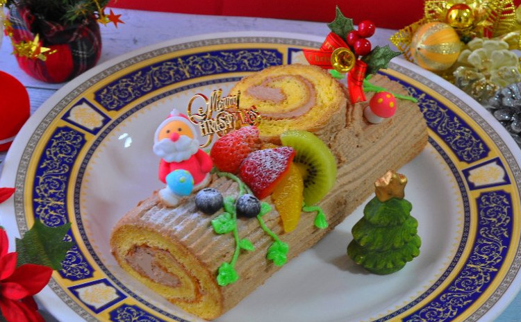 クリスマスを楽しむ~ チョコレートのブッシュドノエル
