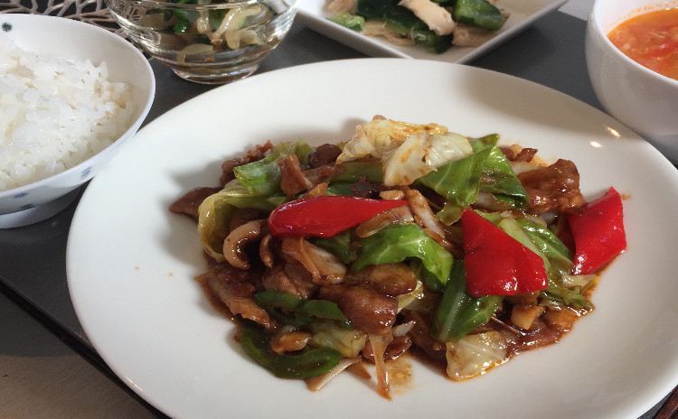 簡単だから何度でも 回鍋肉、中華風スープ、ささみとキュウリのマリネ等