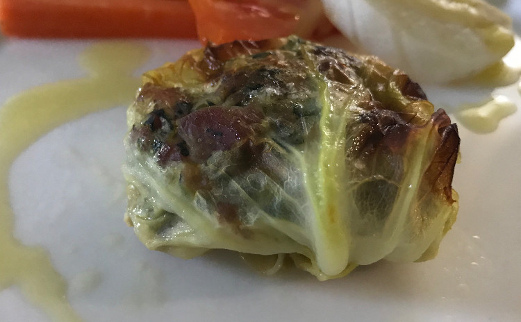 2019冬イタリアン〜キャベツのラビオリと焼ロールキャベツ〜ヘーゼルナッツケーキ