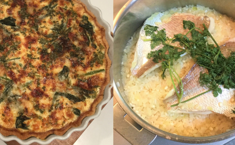 身近なお料理をワンランクアップ、スペシャルレシピのタラバガニのキッシュとフランス風鯛めし。